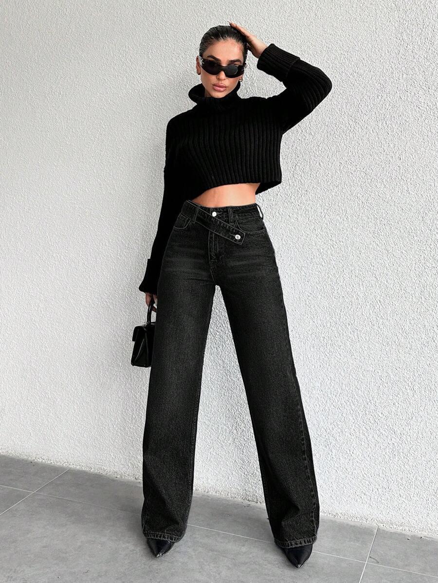 CZARNE SPODNIE JEANS 