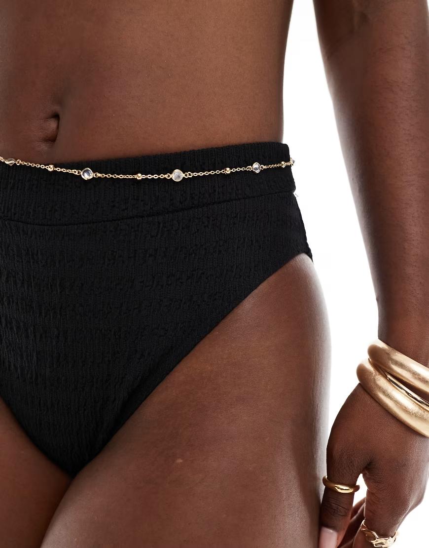 czarny DÓŁ OD BIKINI WYSOKI STAN