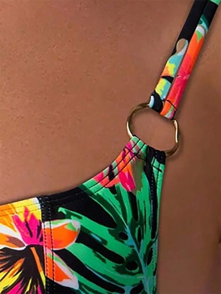 góra od bikini wzór roślinny 