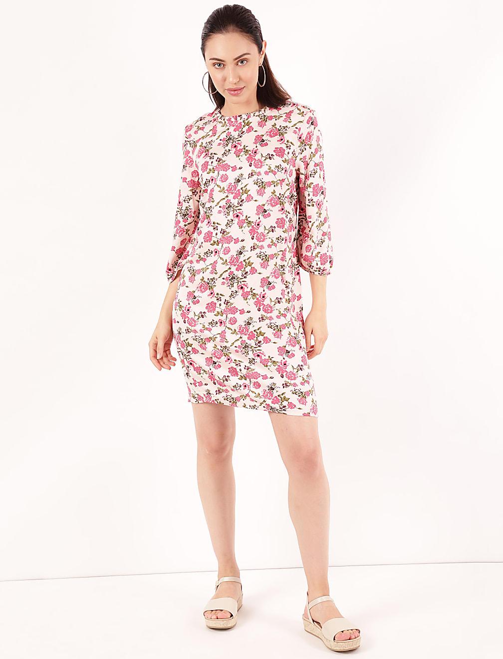 sukienka kwiaty print T42-3115K-A4