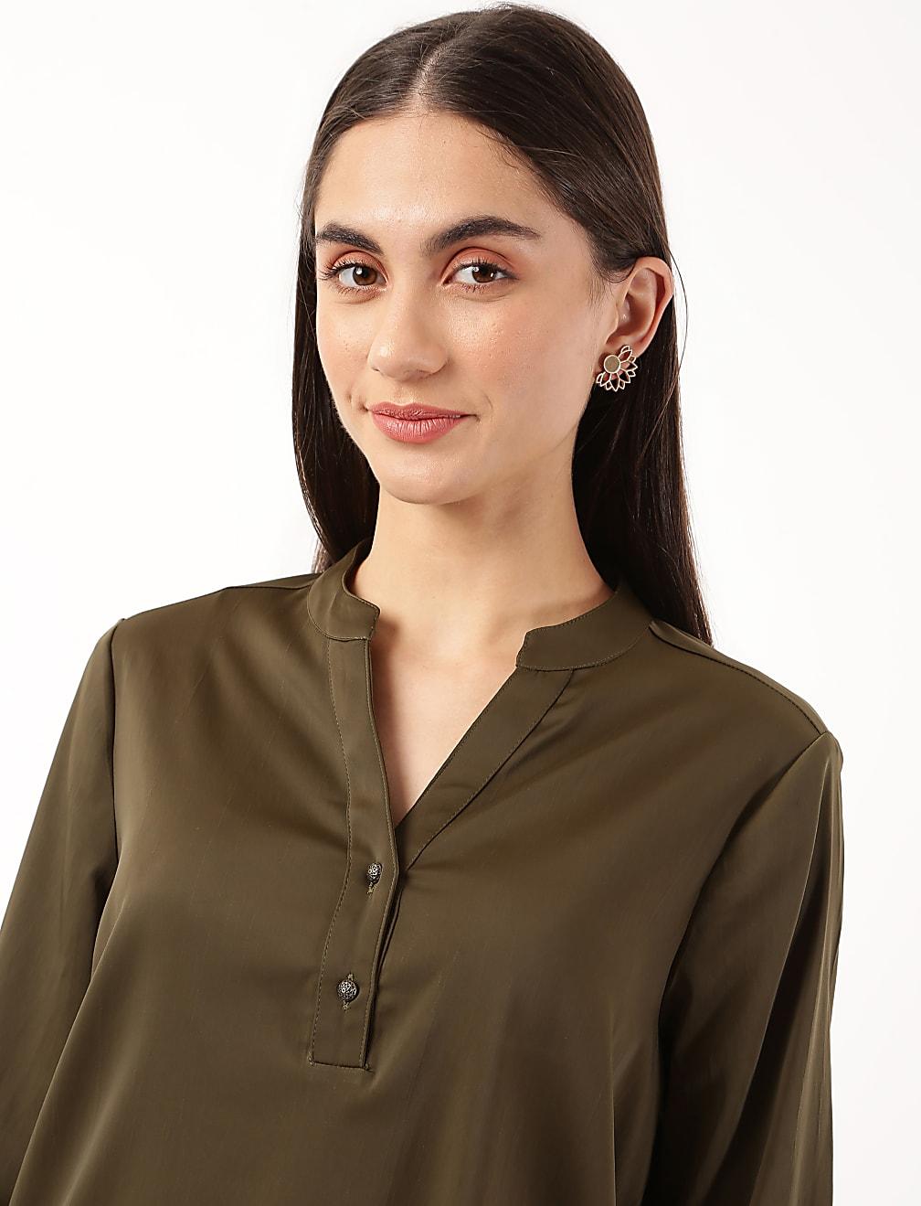 TOP KHAKI V-NECK T43-3448K-XC