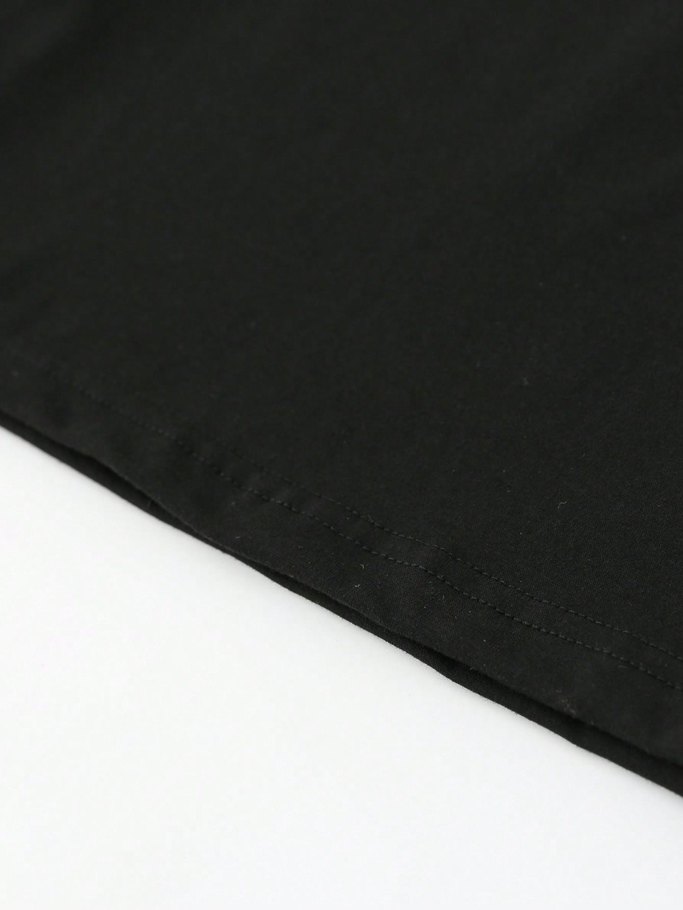 CZARNY T-SHIRT NADRUK