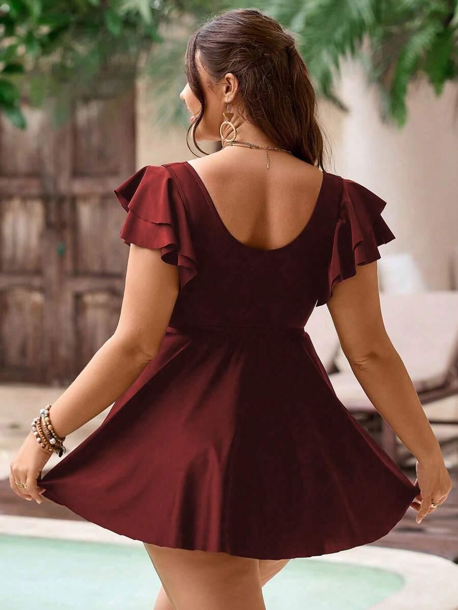 bordowy DWUCZĘŚCIOWY STRÓJ KĄPIELOWY tankini