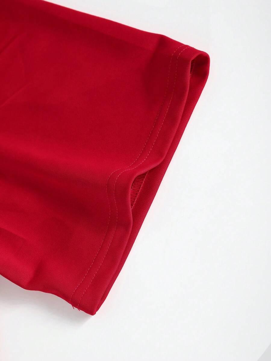 czerwony t-shirt casual 