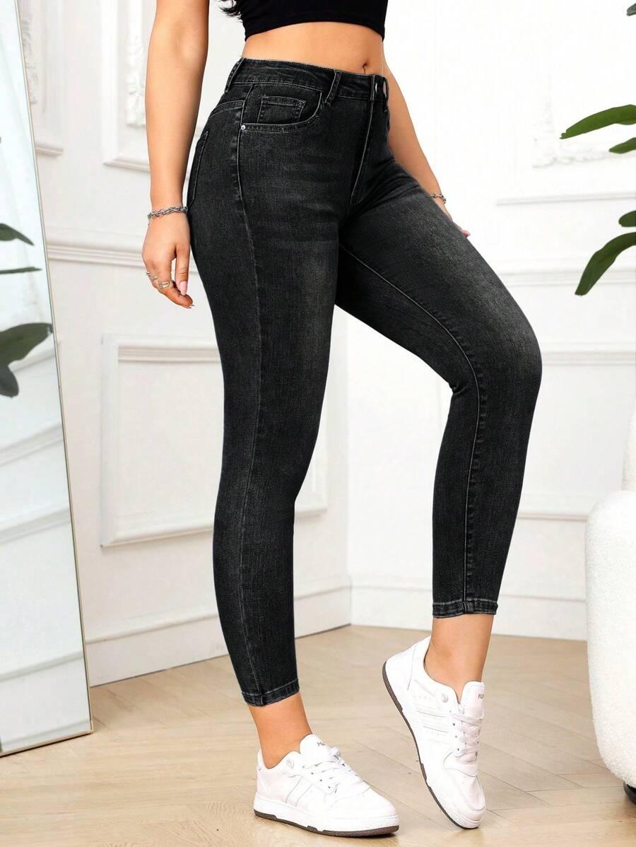 CZARNE SPODNIE JEANS RURKI