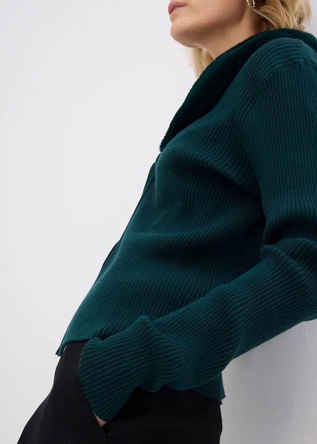 SWETER ROZPINANY ZE SZTUCZNYM FUTERKIEM