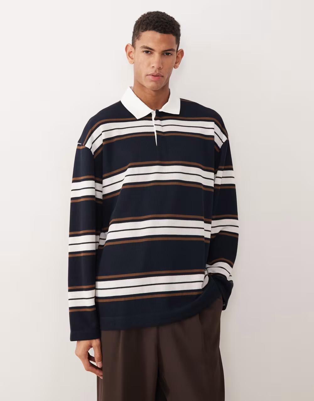 kolorowa koszulka polo print paski