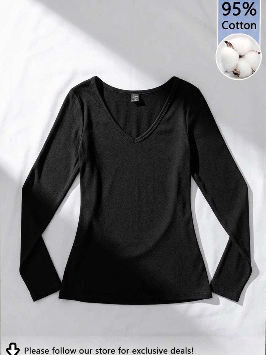 czarna bluzka v-neck