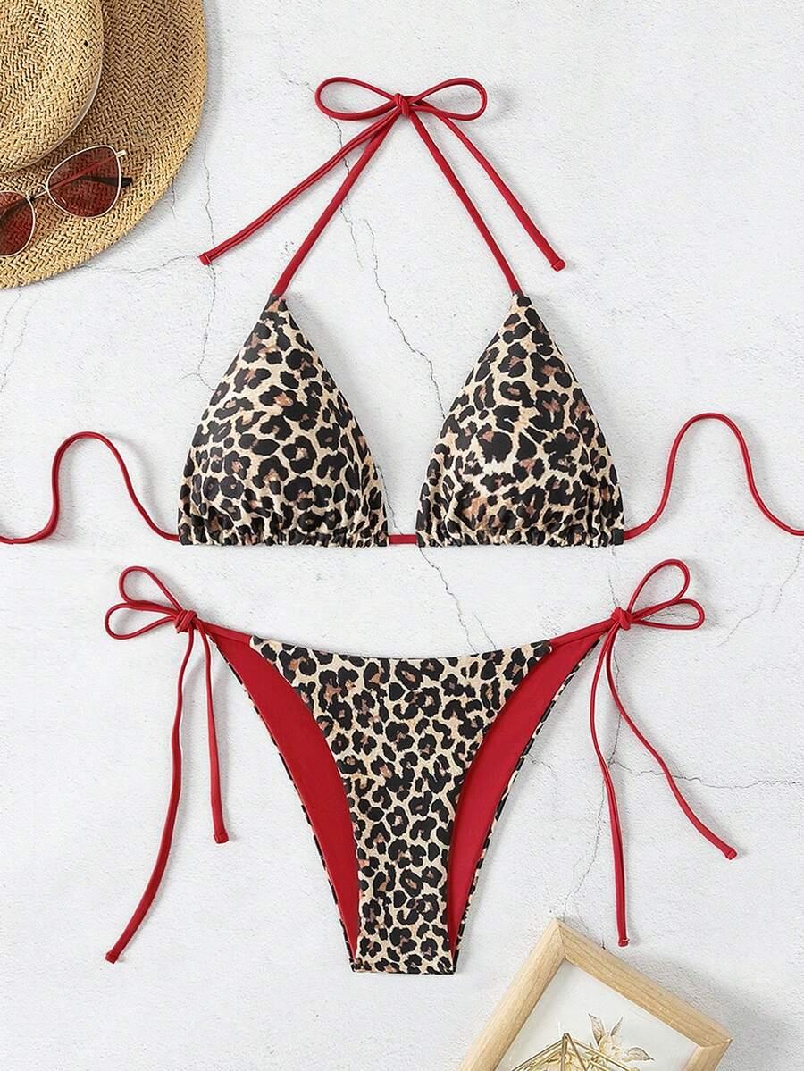 dwuczęściowy strój kąpielowy animal print