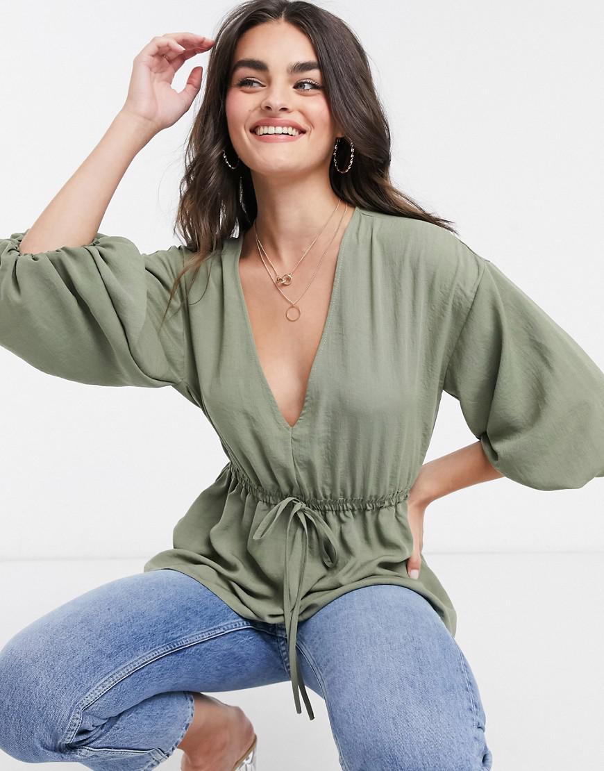ZIELONA BLUZKA V-NECK