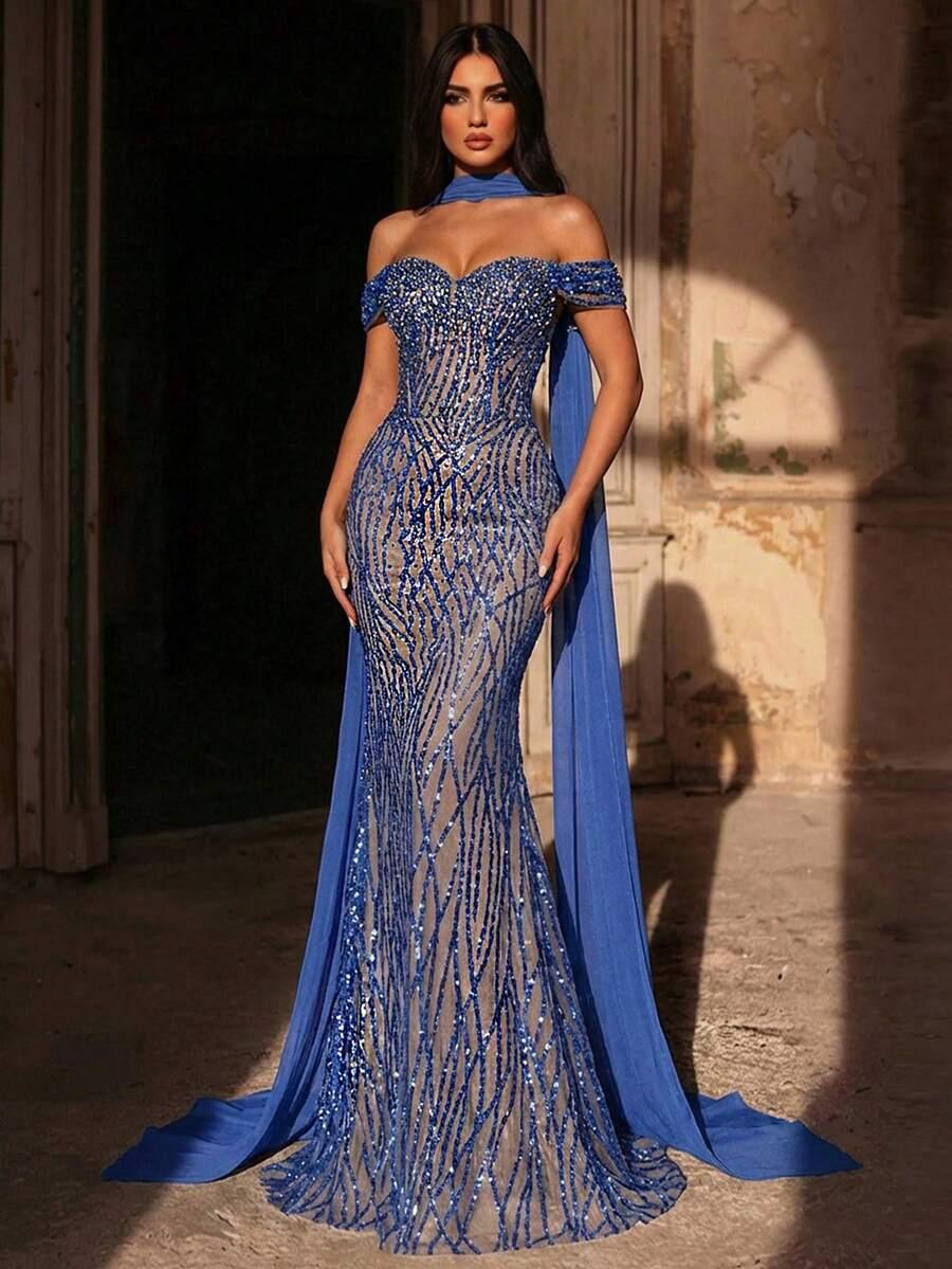 NIEBIESKA MAXI SUKIENKA