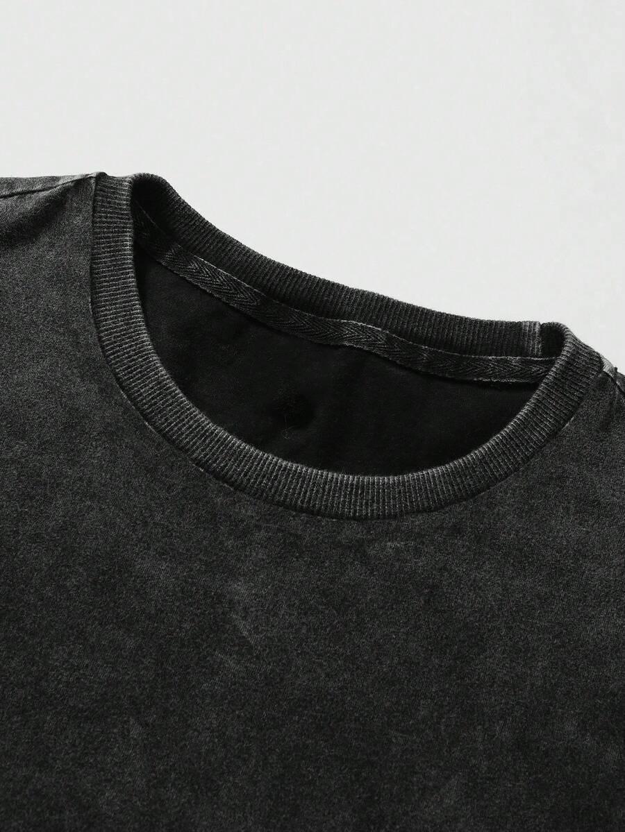 CZARNY T-SHIRT NADRUK 
