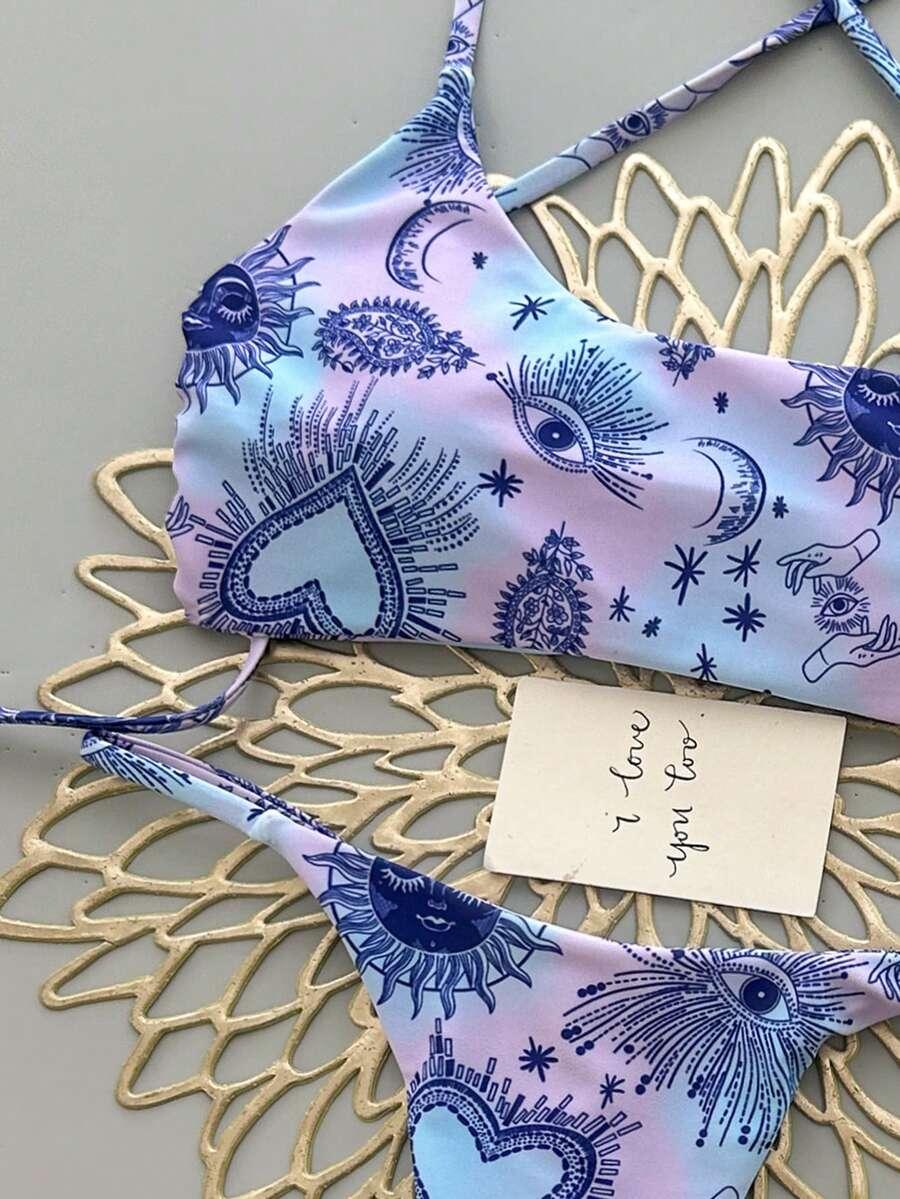 komplet bikini wzór stringi