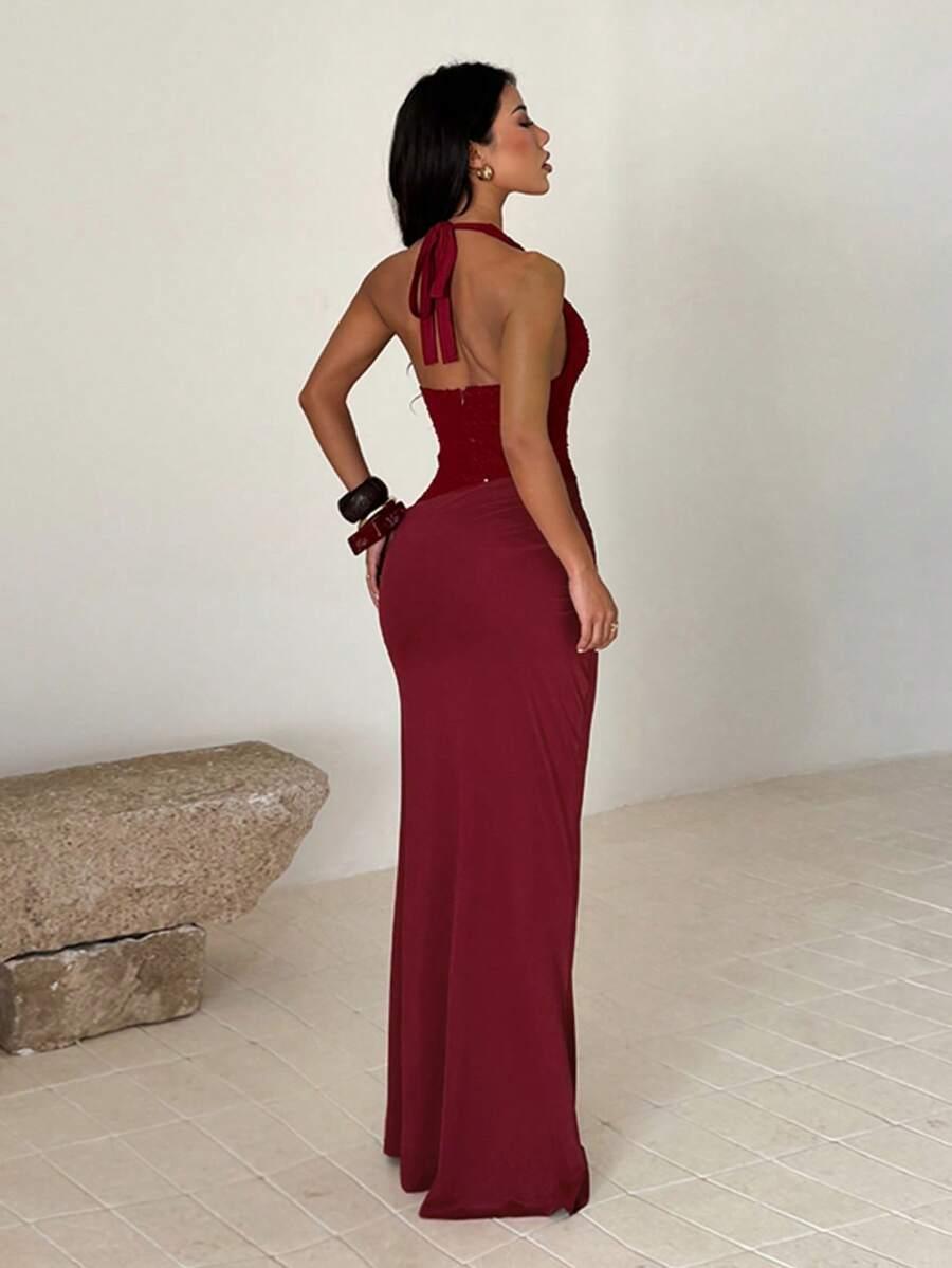 czerwona maxi sukienka