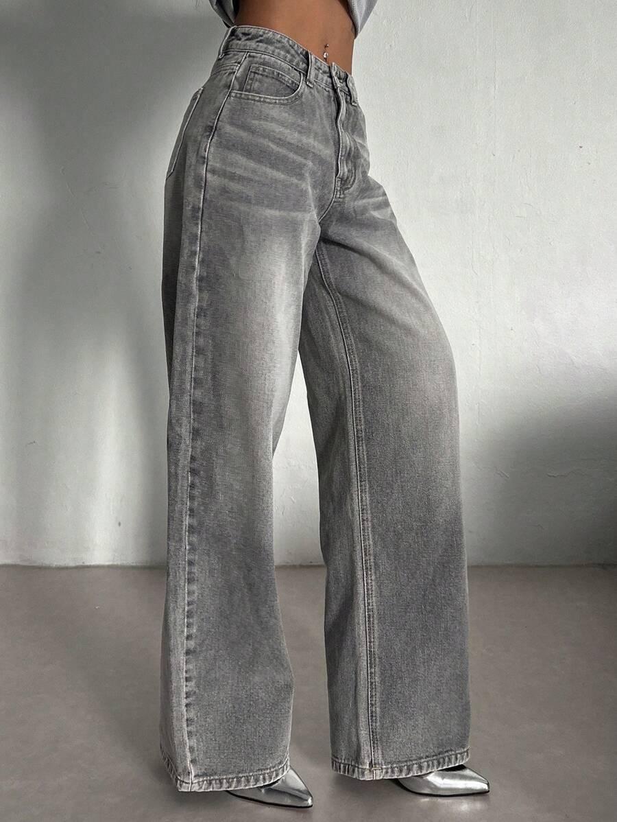 SZARE SPODNIE JEANS 