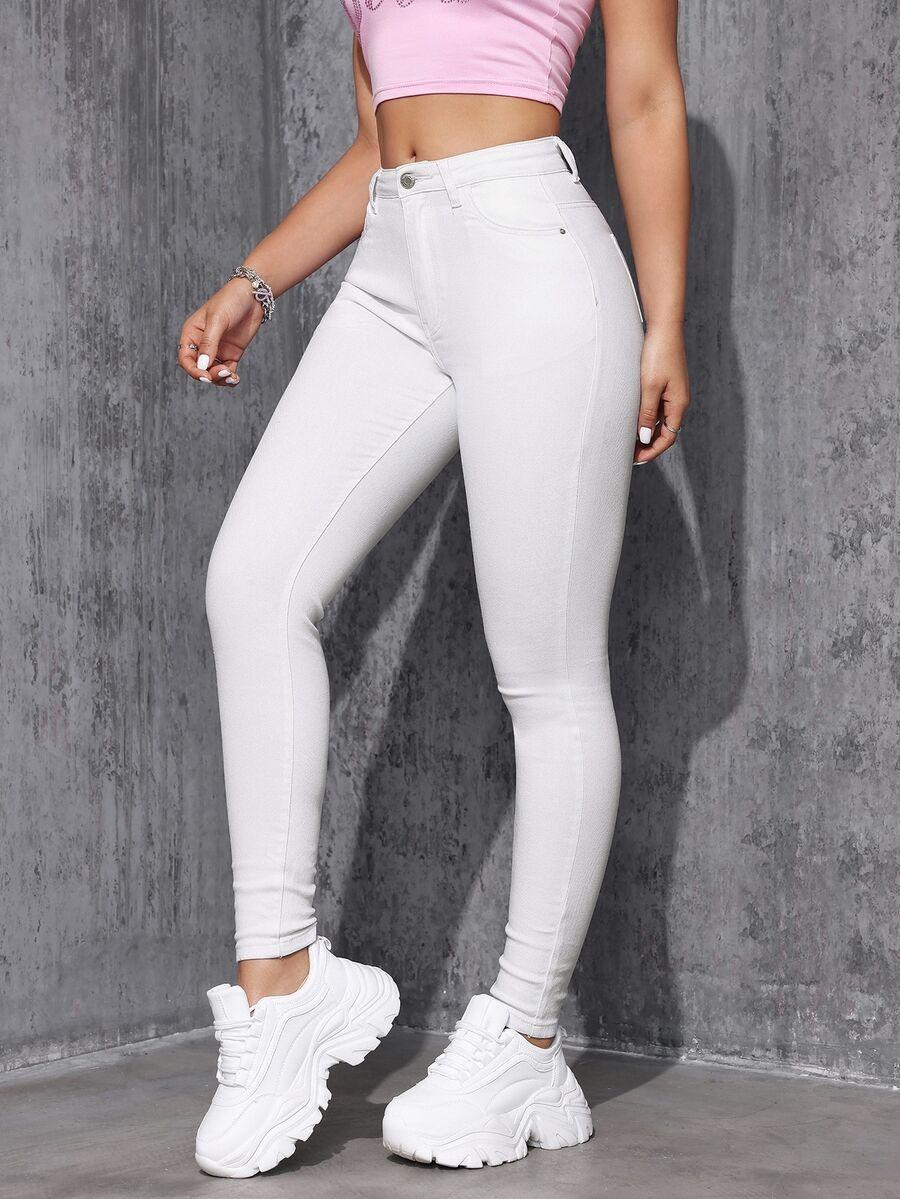 BIAŁE SPODNIE JEANS