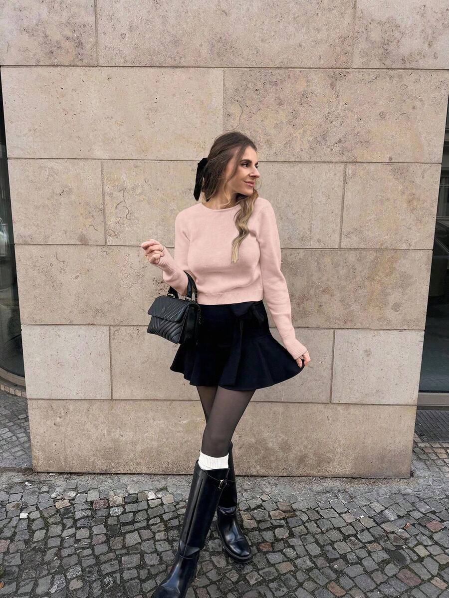 różowy sweter długi rękaw