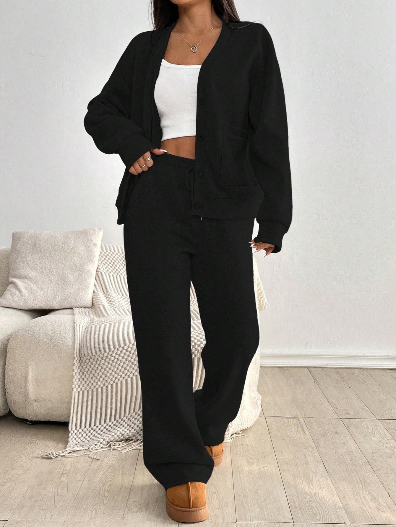 CZARNY KOMPLET BLUZA SPODNIE