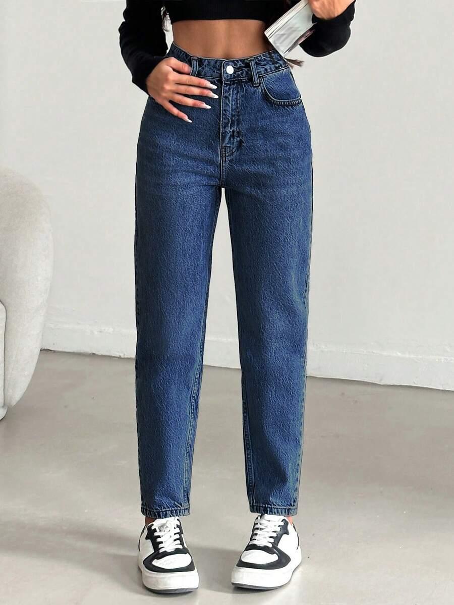 GRANATOWE SPODNIE JEANS 