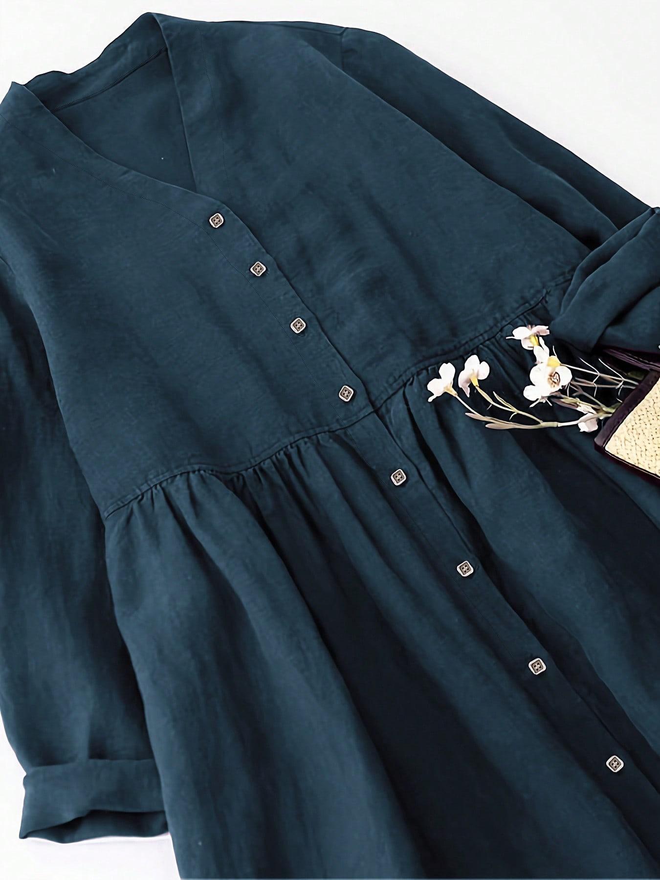 midi sukienka v neck guziki