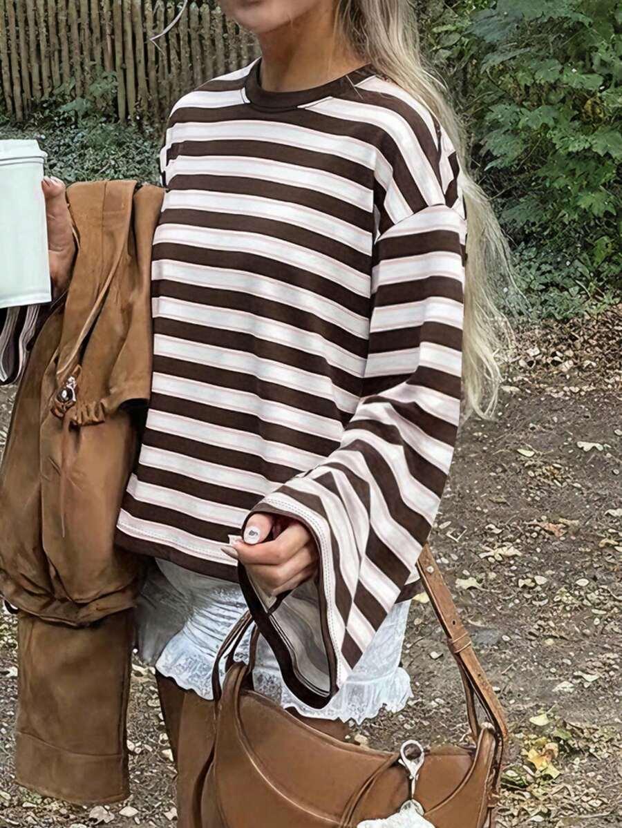 bluzka z długim rękawem paski