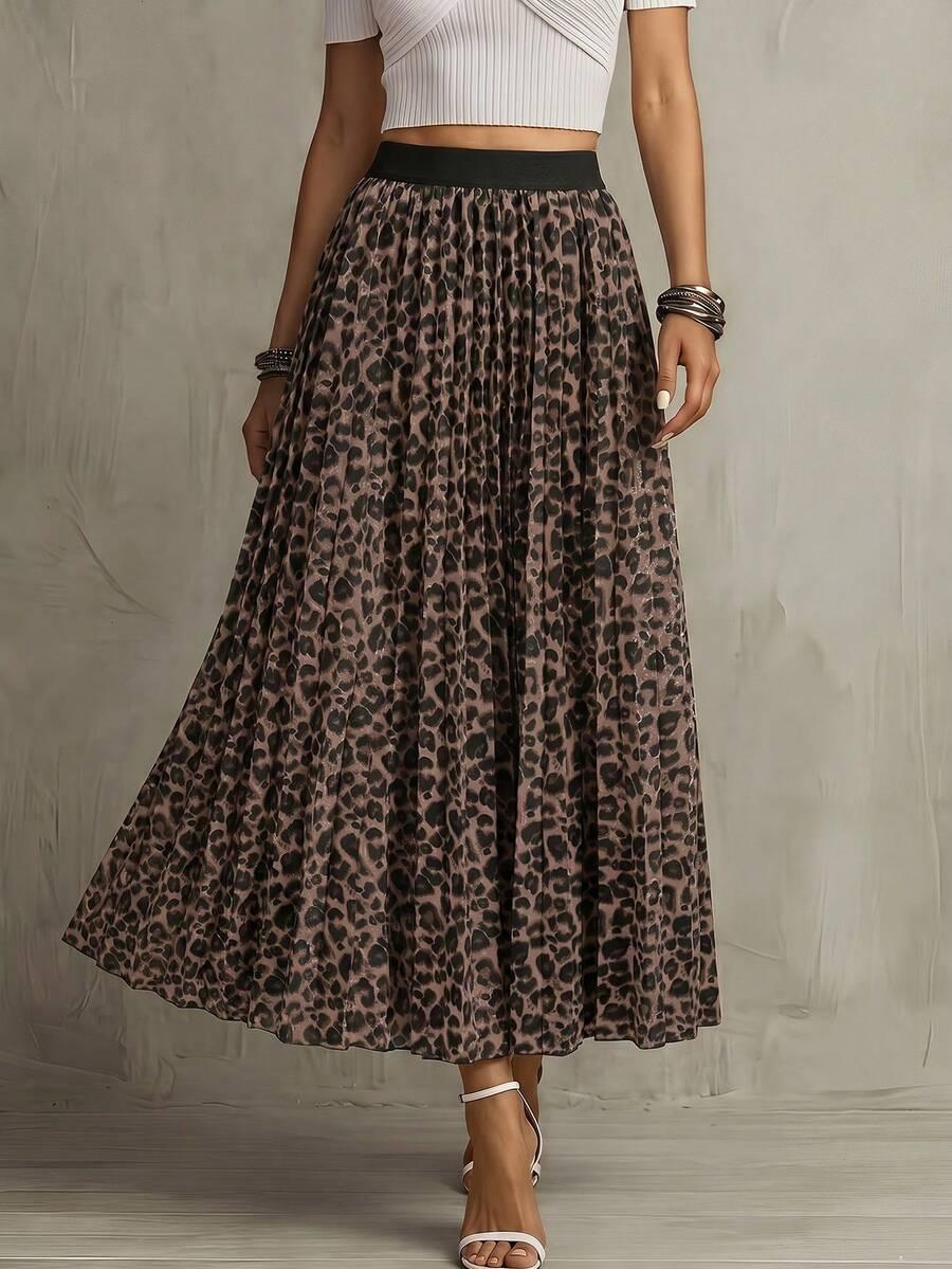 plisowana spódnica animal print