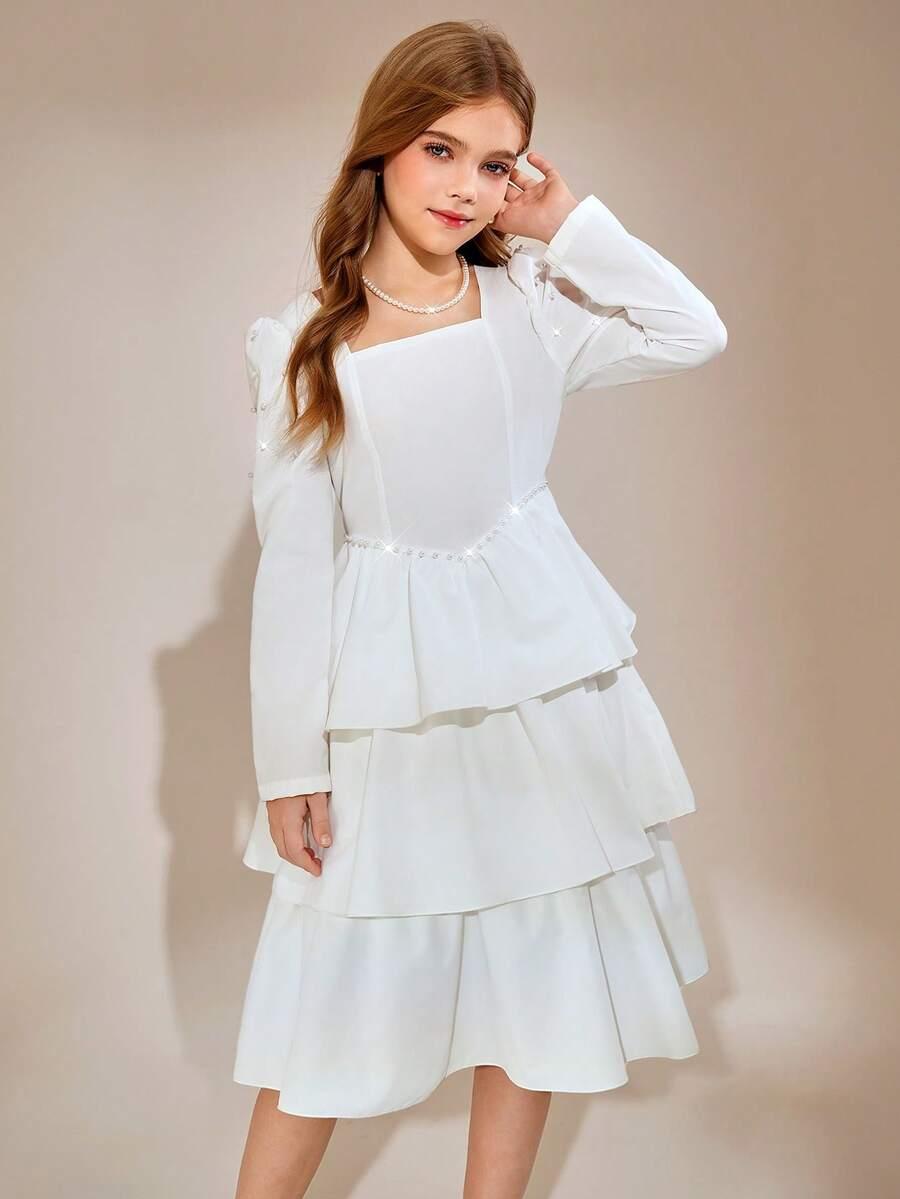 ELEGANCKA SUKIENKA Z OZODBNYMI PEREŁKAMI
