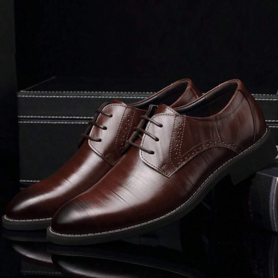 brązowe buty imitacja skóry
