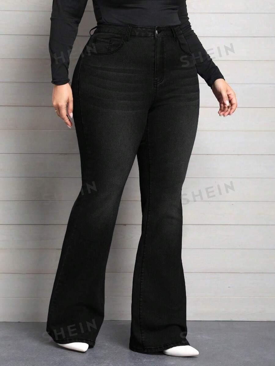 CZARNE SPODNIE JEANS DZWONY