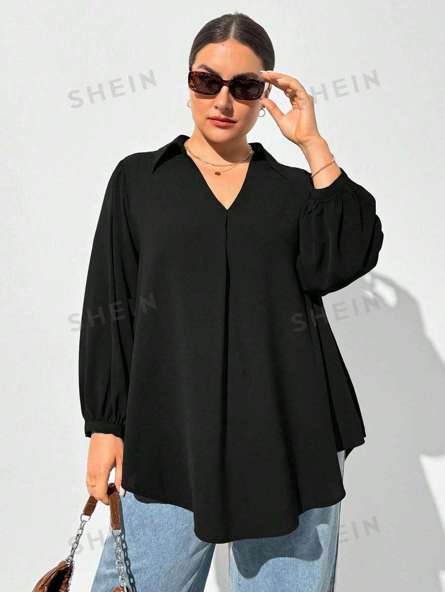 CZARNA BLUZKA V-NECK