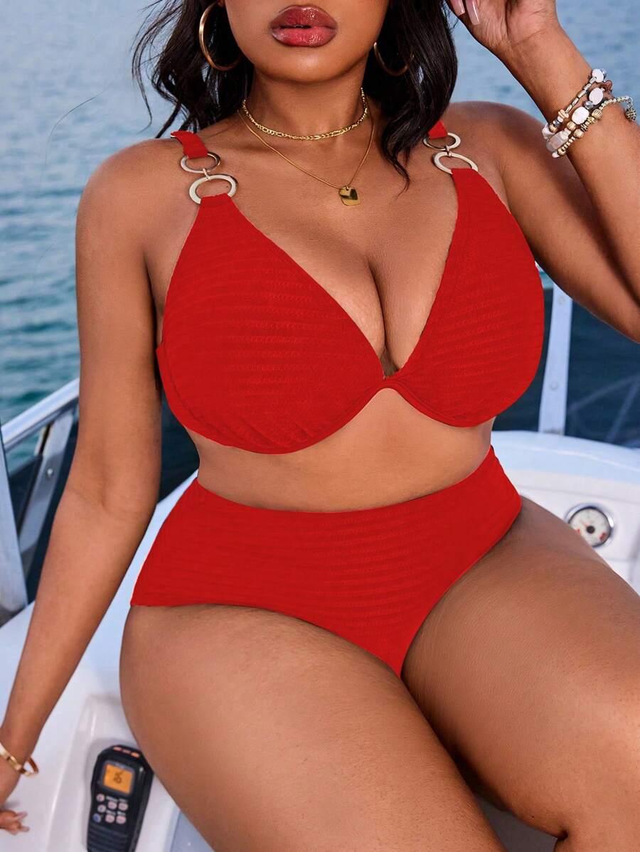 czerwony dół od bikini