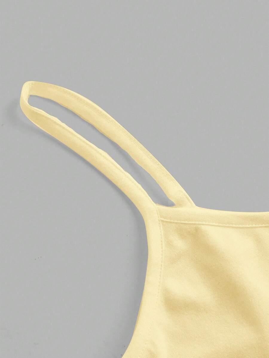 żółty crop top na ramiączkach