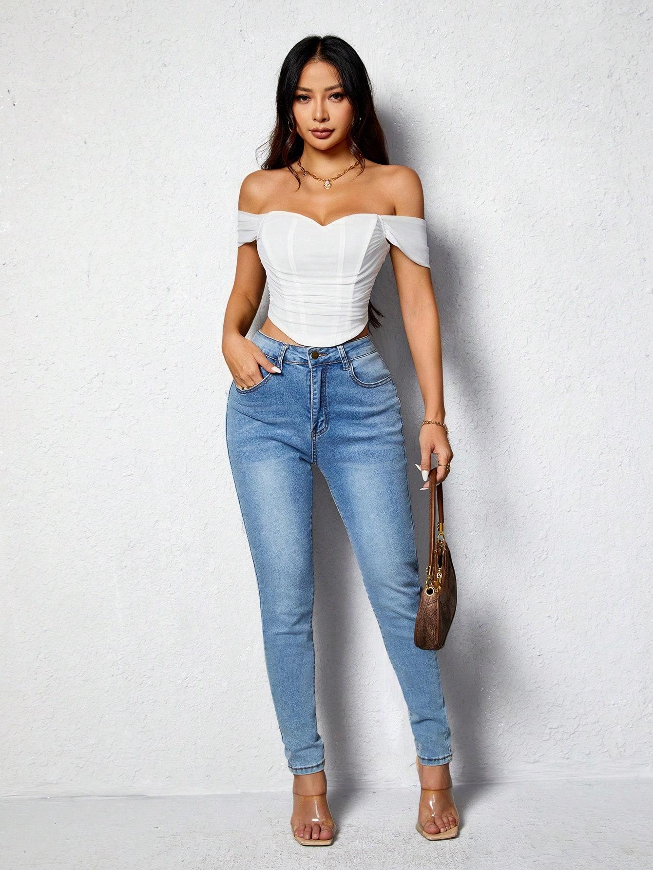BIAŁY CROP TOP GORSET