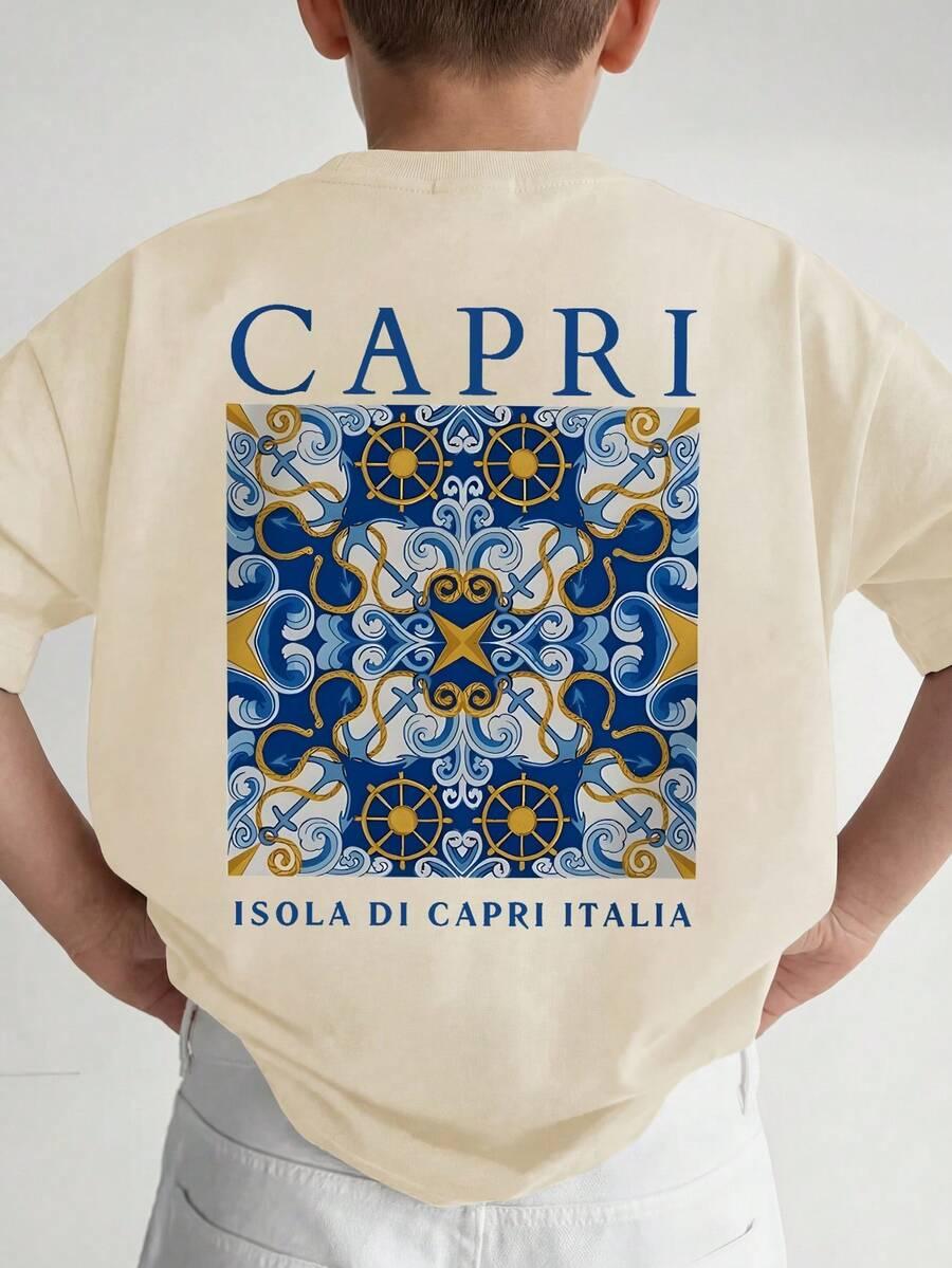 t-shirt okrągły dekolt print