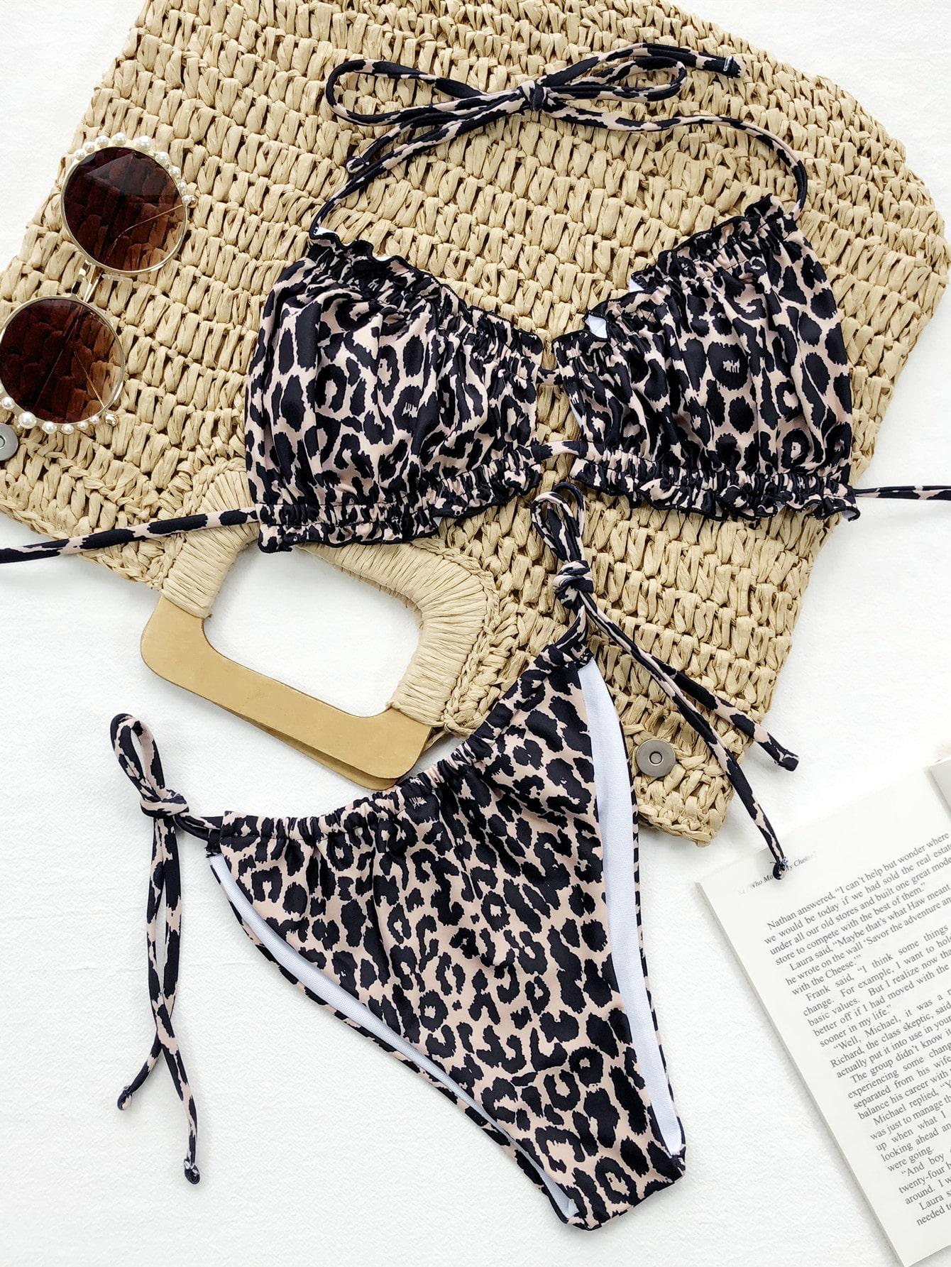 wiązany dół od bikini animal print