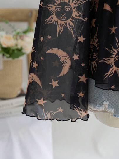czarna bluzka print