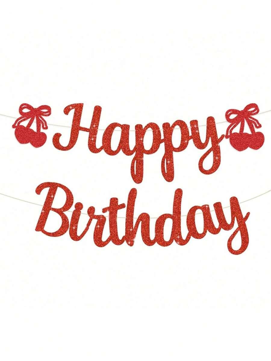 czerwony napis baner Happy Birthday
