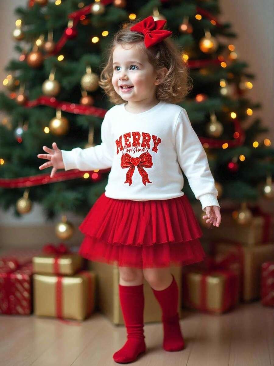bluza spódnica komplet napis merry christams