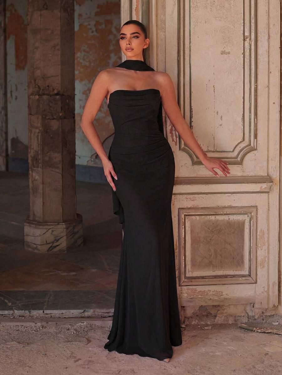 czarna maxi sukienka