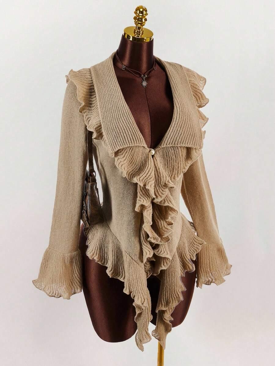 BRĄZOWY SWETER FALBANY