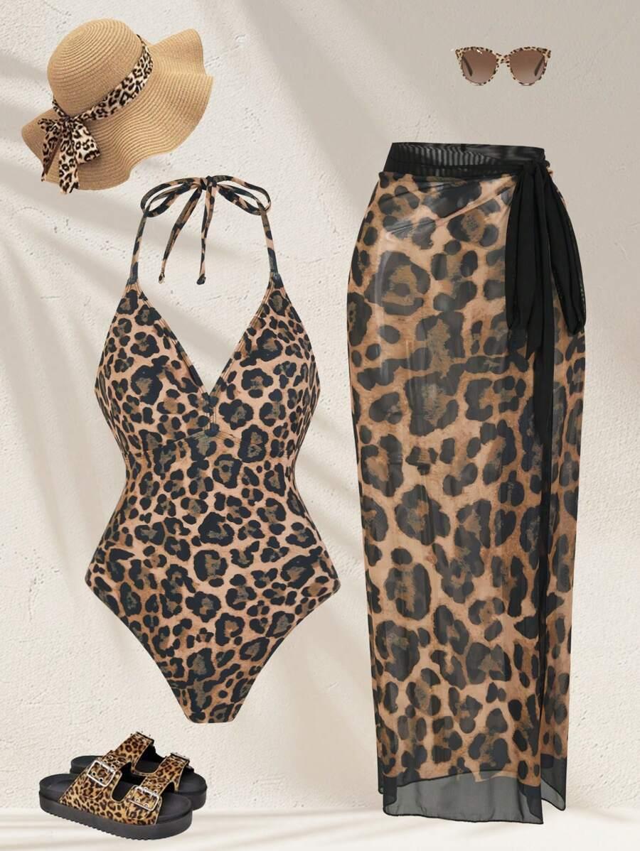 KOMPLET JEDNOCZĘŚCIOWY STRÓJ KĄPIELOWY SARONG ANIMAL
