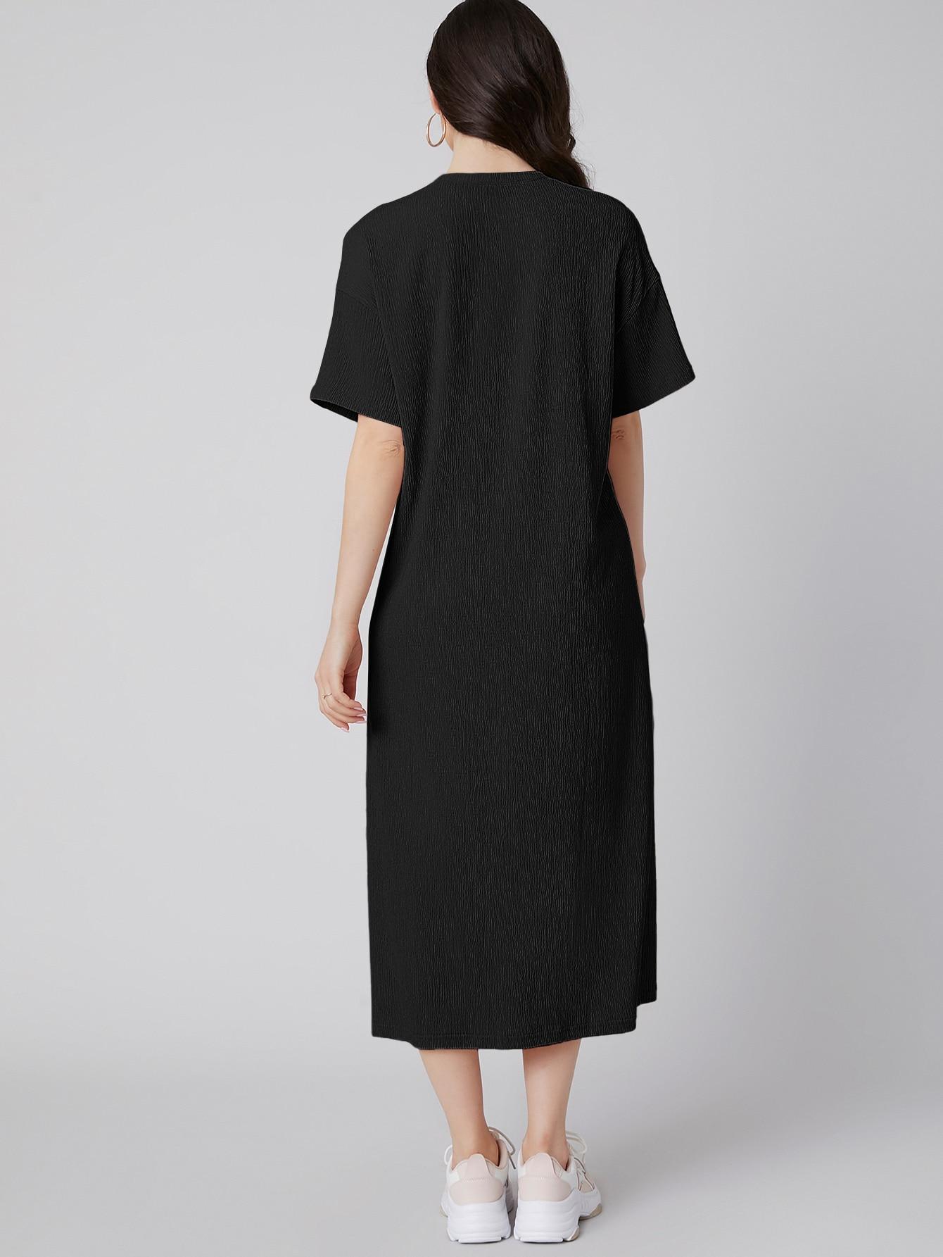 PROSTA SUKIENKA OVERSIZE MIDI STRUKTURA