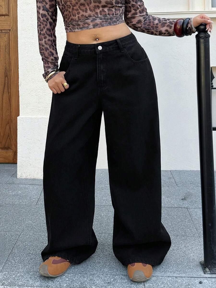 CZARNE SPODNIE JEANS