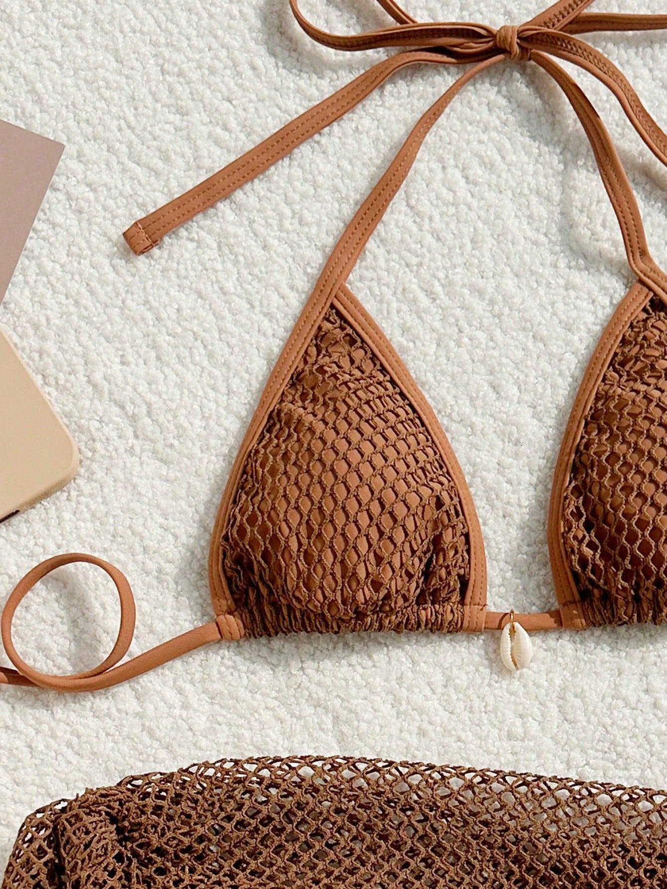 brązowa góra od bikini zdobienie tekstura