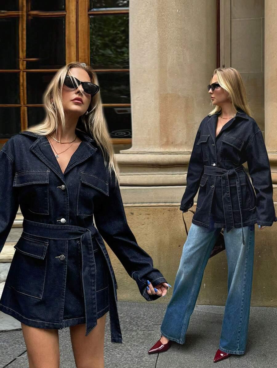 GRANATOWA SUKIENKA JEANS
