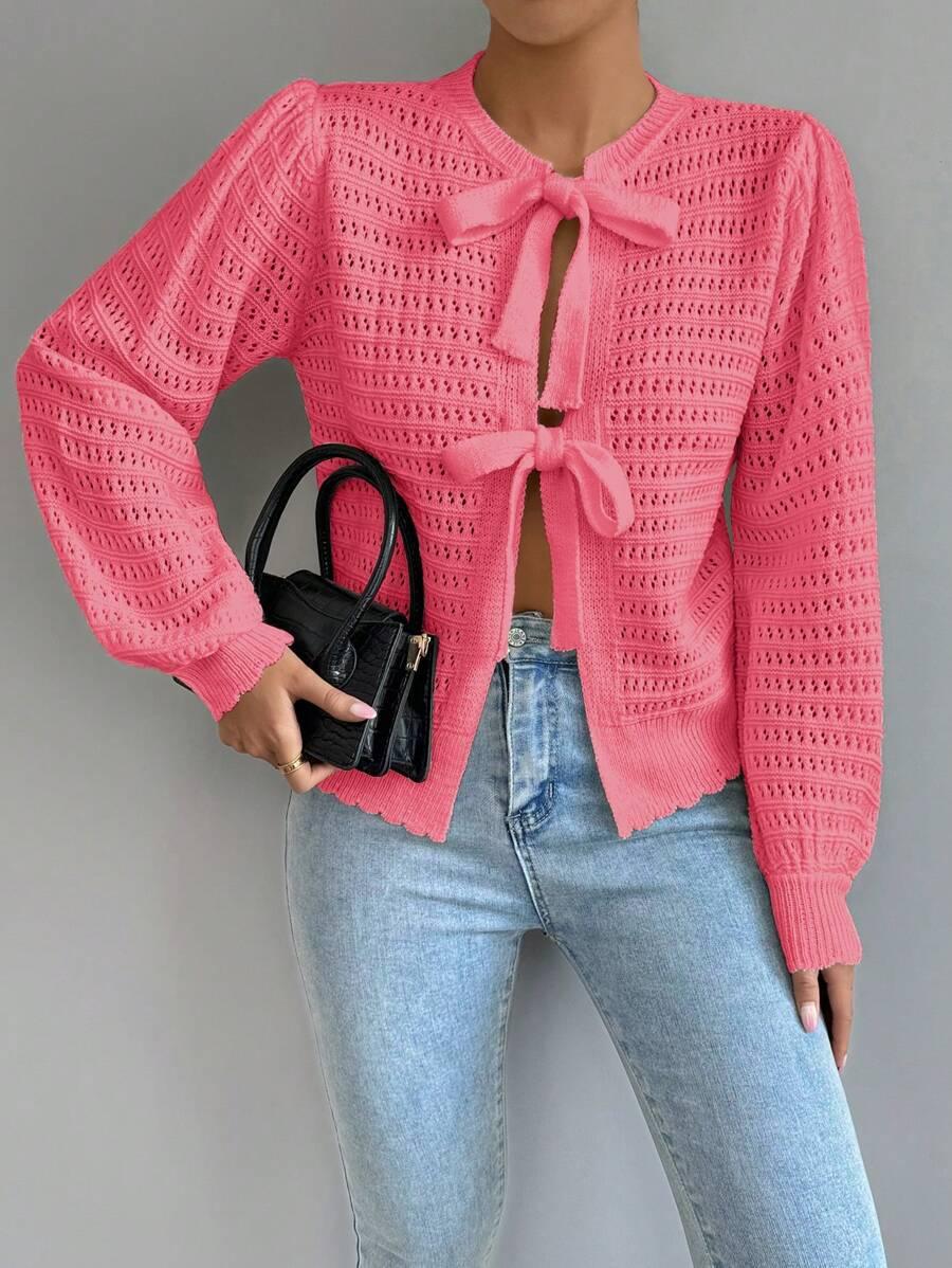 różowy sweter wiązanie