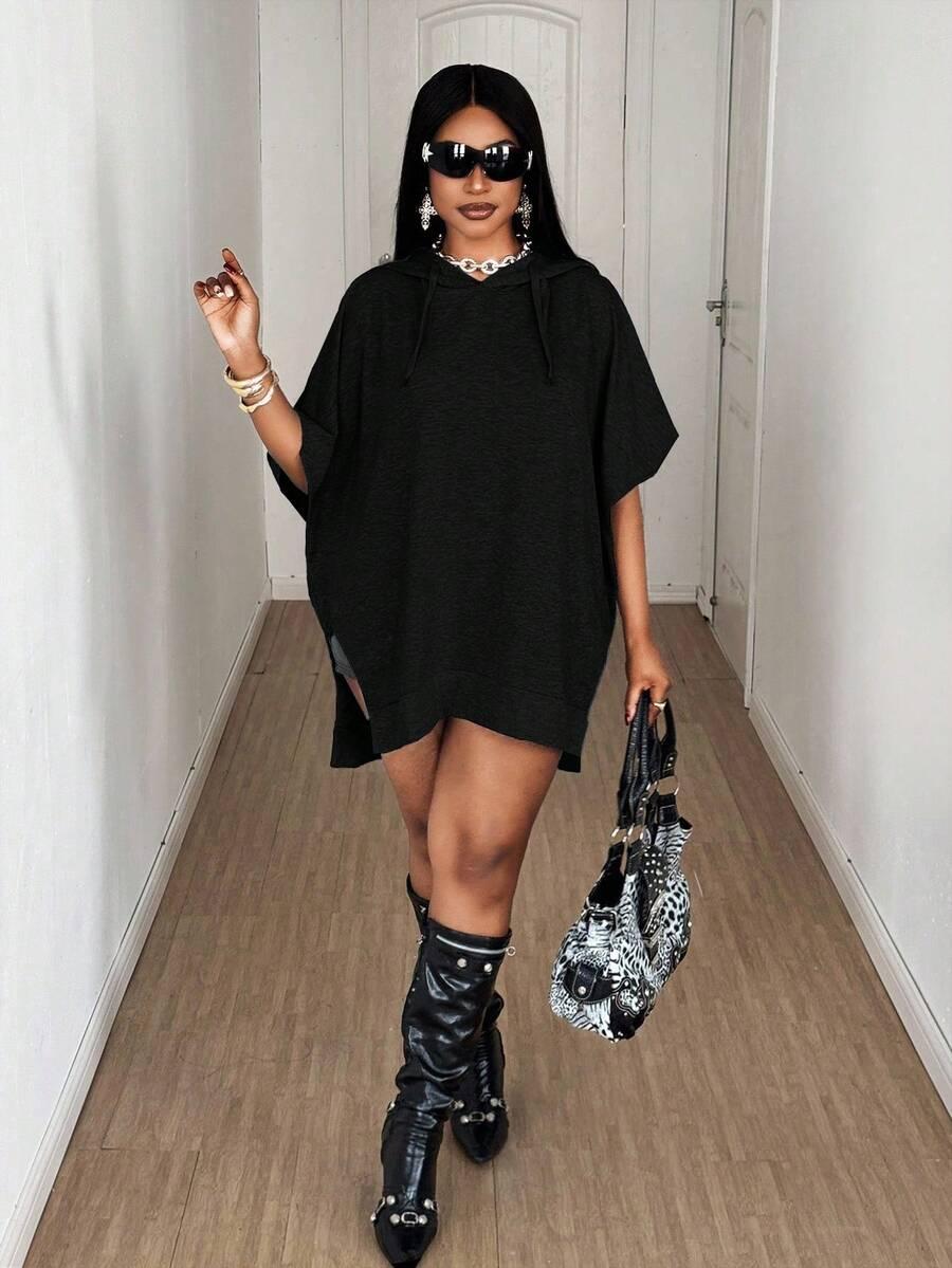 czarna mini sukienka oversize