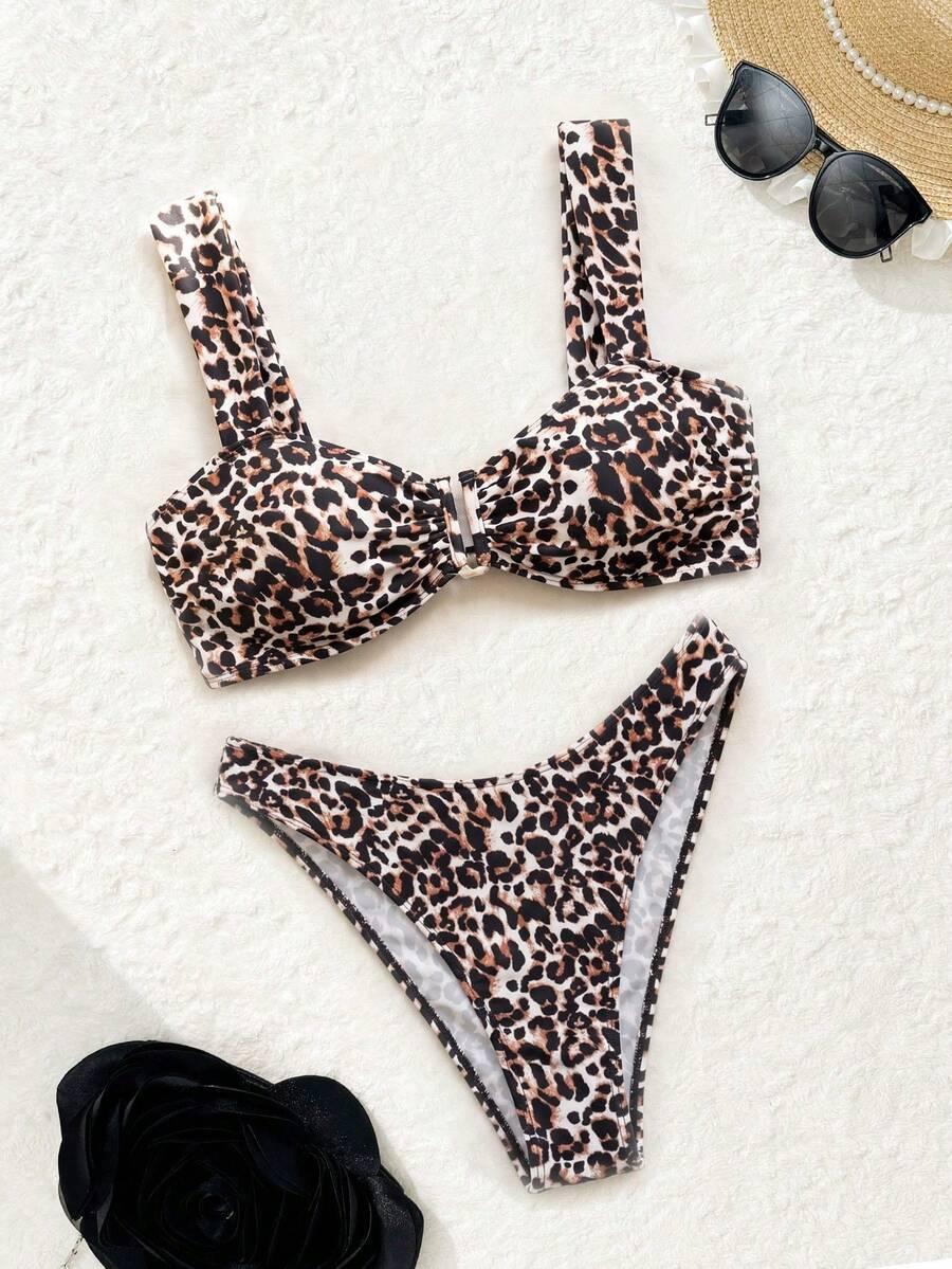 dwuczęściowy strój kąpielowy animal print