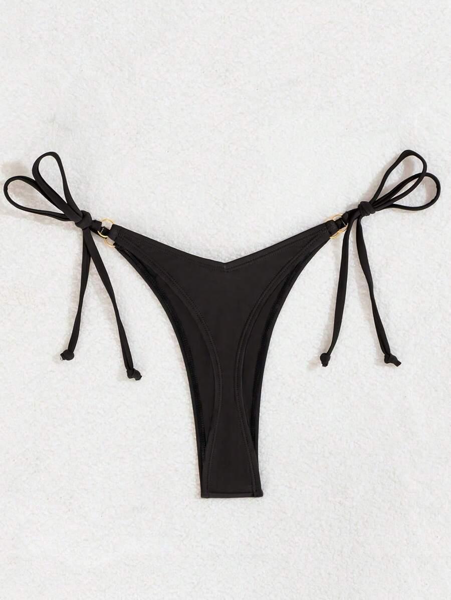 CZARNY DÓŁ OD BIKINI WIĄZANIE