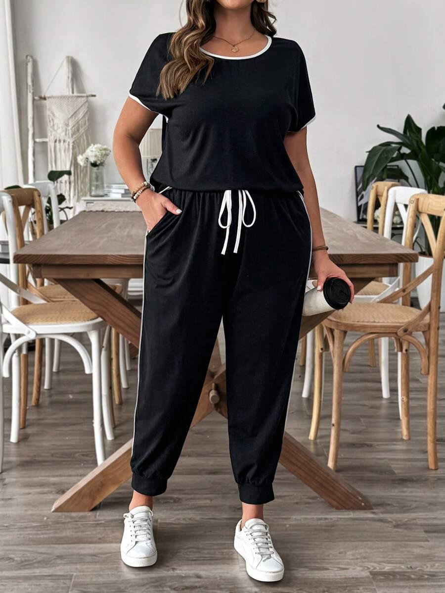 CZARNY KOMPLET T-SHIRT SPODNIE